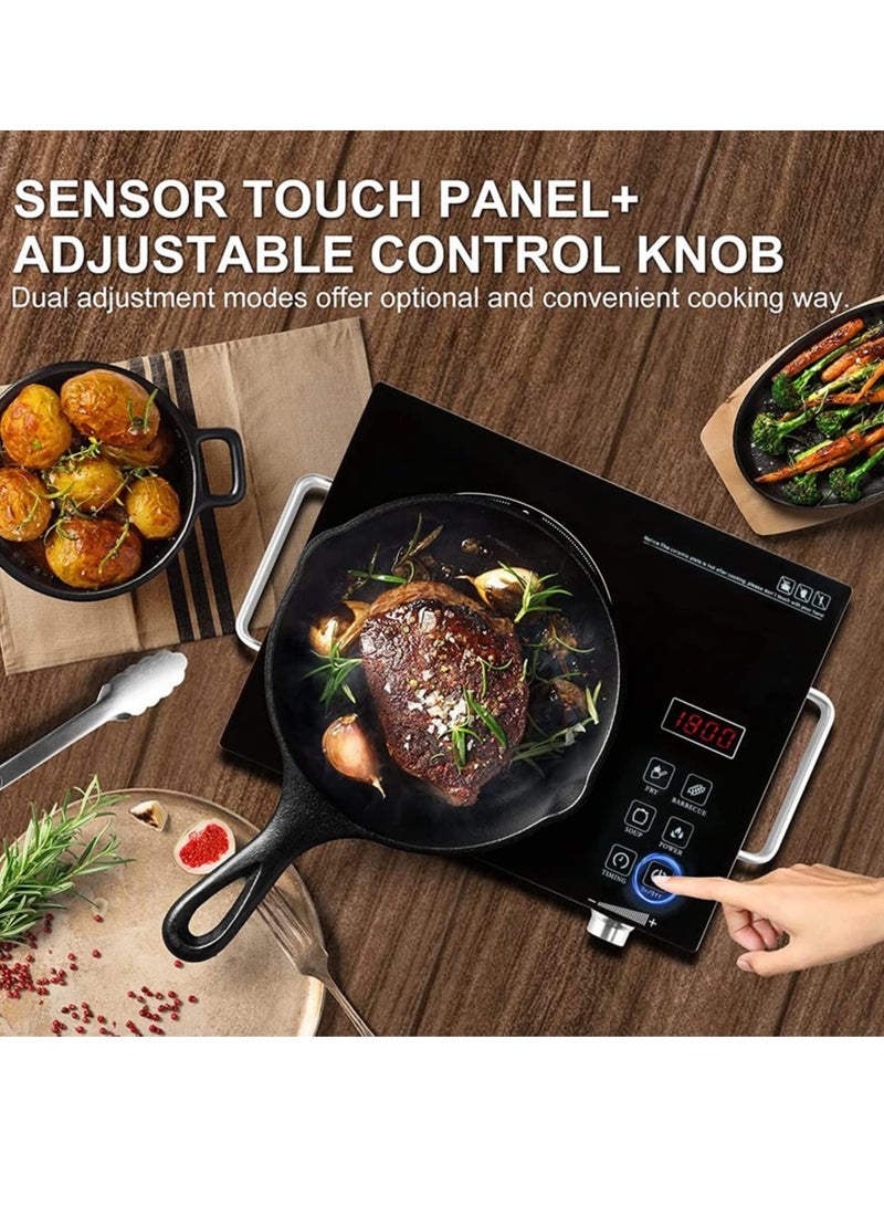 3500W Single Infrared Ceramic Hot Plate for Cooking, with Adjustable Temperature & Stay Cool Handles, Suitable for Office/Home/Camp Use, Compatible for All Cookwares