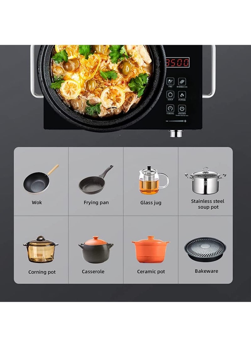 3500W Single Infrared Ceramic Hot Plate for Cooking, with Adjustable Temperature & Stay Cool Handles, Suitable for Office/Home/Camp Use, Compatible for All Cookwares