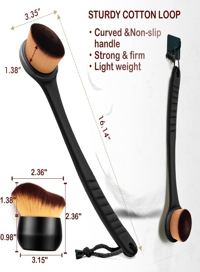 EOICCEOH Extra Large Body Makeup Brush For Self Tanner, Sunscreen, Self Tan Back Applicator, Wide-Headed Kabuki Brush for Even& Pretty Lotion Application. Bronzer Blend, Long-Handle Face Leg Brush- Black Set - Image 4