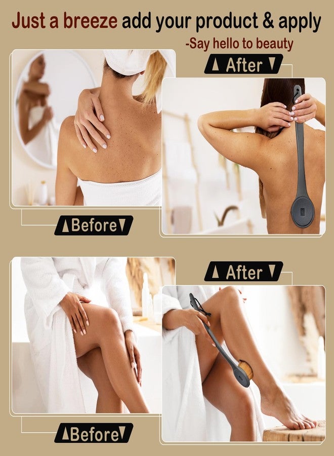 EOICCEOH Extra Large Body Makeup Brush For Self Tanner, Sunscreen, Self Tan Back Applicator, Wide-Headed Kabuki Brush for Even& Pretty Lotion Application. Bronzer Blend, Long-Handle Face Leg Brush- Black Set - Image 3