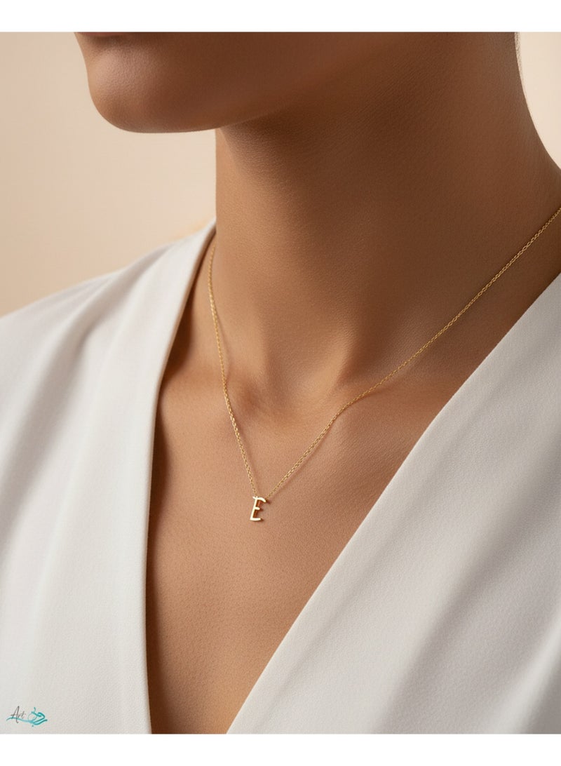 Ruby Art Gold 18k Real Gold Initial Letter E Pendant 0.64 grams, Necklace for Women – Personalized Elegant Alphabet Chain Jewelry, Premium Dubai Quality - Image 2