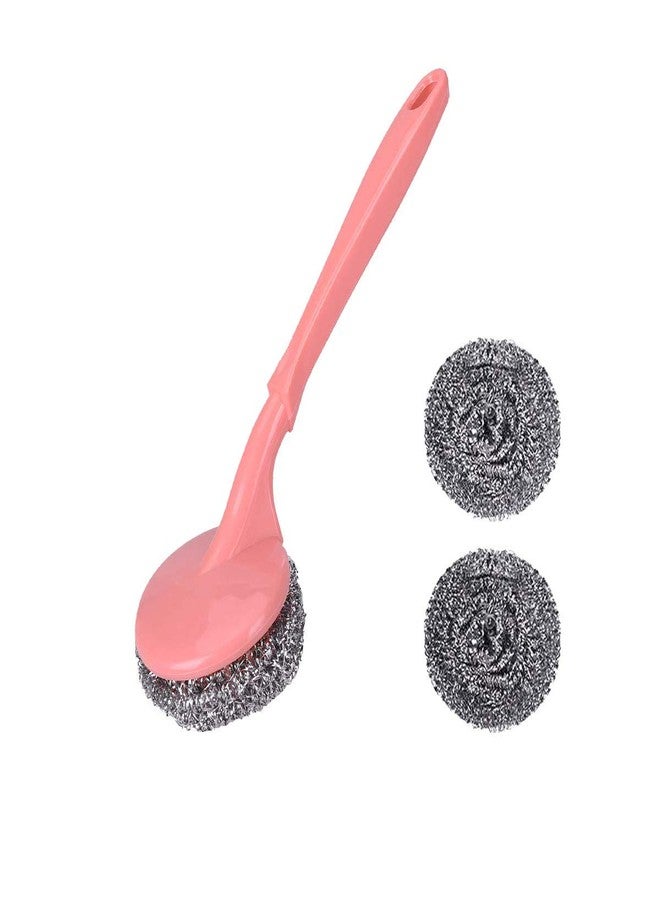 Sunday Stainless Steel Scrubbers Cleaning Ball with Handle - Steel Wool Scrubber Pad Used for Dishes, Pots, Pans, and Ovens. Easy scouring for Tough Kitchen Cleaning - Image 1