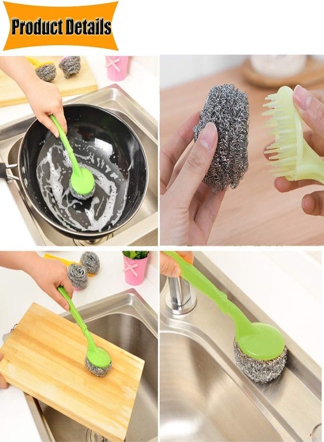 Sunday Stainless Steel Scrubbers Cleaning Ball with Handle - Steel Wool Scrubber Pad Used for Dishes, Pots, Pans, and Ovens. Easy scouring for Tough Kitchen Cleaning - Image 4