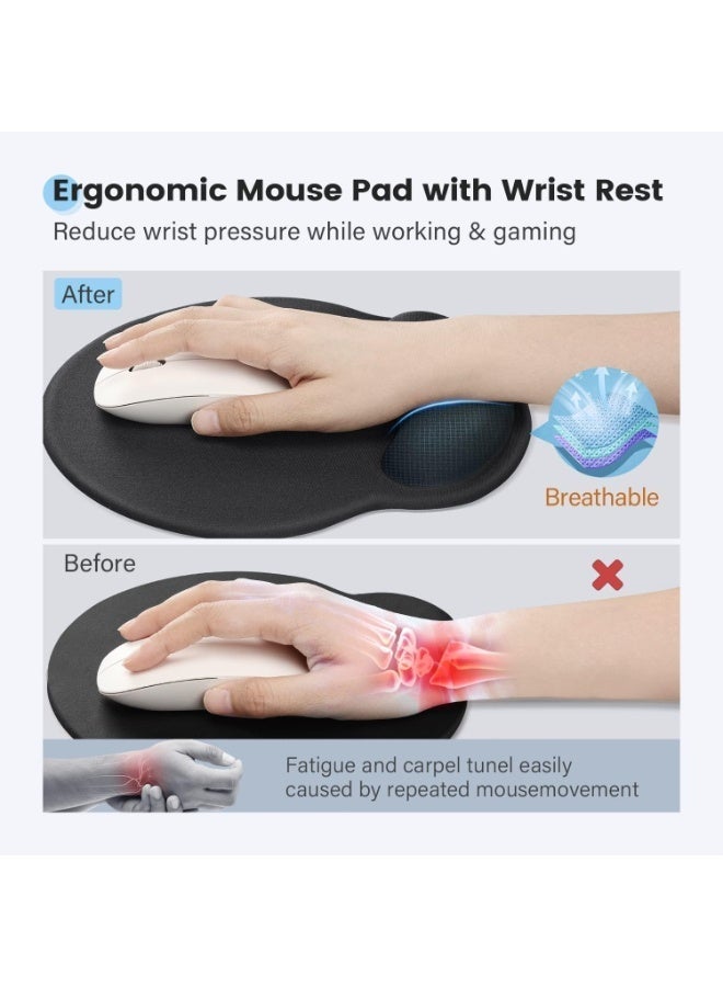 الوسادة الماوس إيرغونومية ، مع دعم راحة المعصم مريحة وتبريد هلام وقماش ليكرا ، قاعدة PU غير المنزلقة لتخفيف الألم من الكتابة السهلة ، ومتينة وقابلة للغسيل لسهولة التنظيف - Image 3