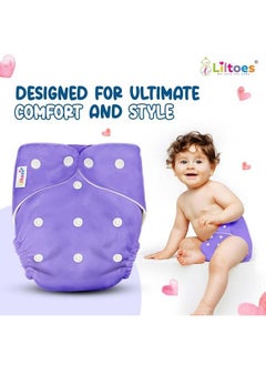 Liltoes 4 Solid Cloth Diapers For Babies Washable Reusable Adjustable Sizes (4 Combo) (No Inserts Included)  - Image 3