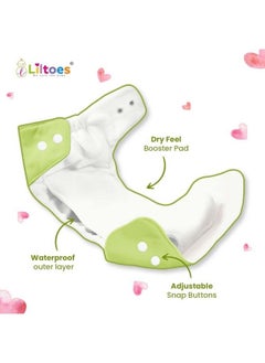 Liltoes 4 Solid Cloth Diapers For Babies Washable Reusable Adjustable Sizes (4 Combo) (No Inserts Included)  - Image 4