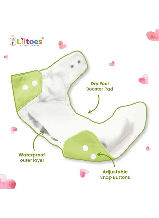 Liltoes - 4 Solid Cloth Diapers For Babies Washable Reusable Adjustable Sizes (4 Combo) (No Inserts Included) - Image 1