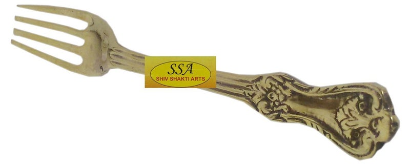 SHIV SHAKTI ARTS Brass Thali Set 7 pcs 2 Brass bowls1 glass1 Square Plate 1 Puding Plate 1 Fork and 1 Spoon Restaurant Ware Home Hotel - Image 3