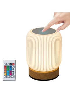 CMGTYYD Led Night Light Wood Grain Touch Night Light Bedside Table Lamp Bedroom Bedside Lamp Kids Night Light with Color Changing Touch Senor Remote Control USB Rechargeable Portable Night Light  - Image 1