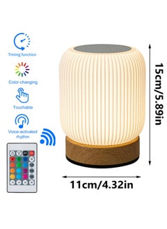 CMGTYYD Led Night Light Wood Grain Touch Night Light Bedside Table Lamp Bedroom Bedside Lamp Kids Night Light with Color Changing Touch Senor Remote Control USB Rechargeable Portable Night Light  - Image 2