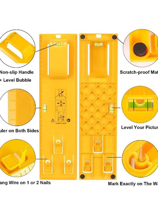 1pc Reusable ABS Rubber Pad With Horizontal Spirit Level For Photo Hanging - Image 1