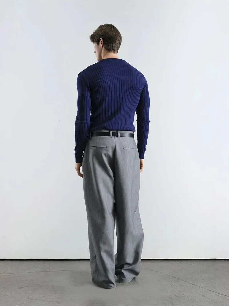 Giesto Navy Blue GIESTO Slim Fit Button Collar Long Sleeve T-Shirt for Men | Best Price UAE