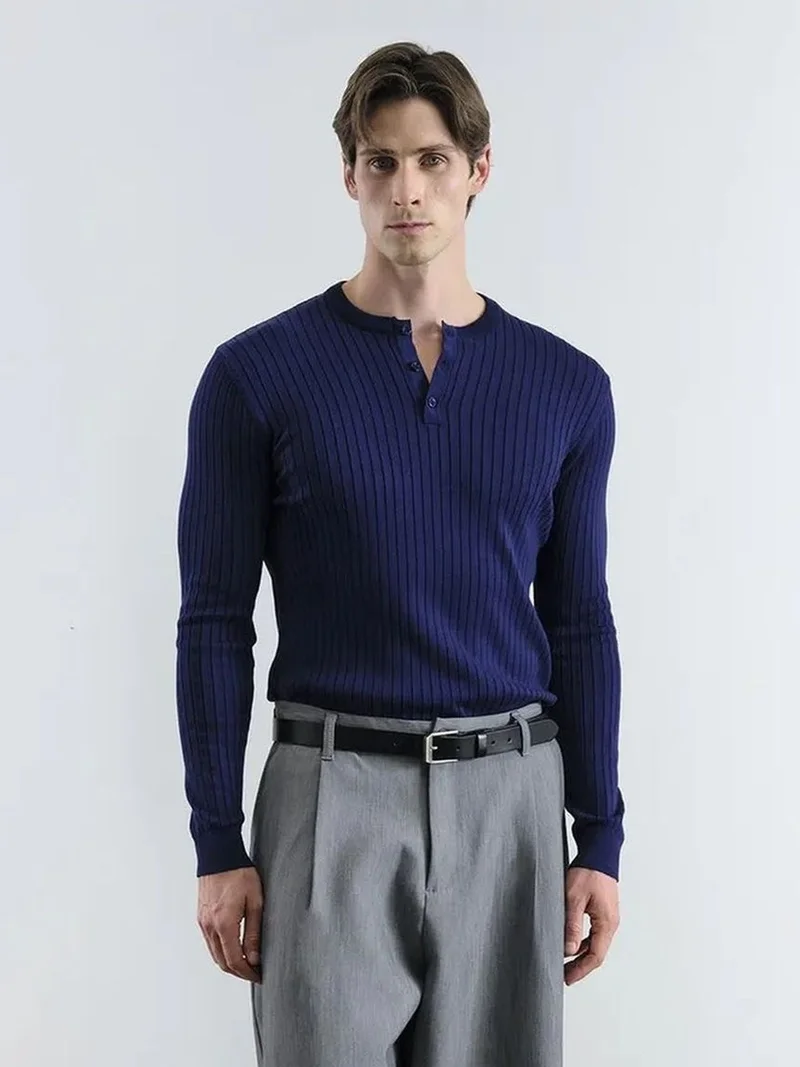 جيستو GIESTO Slim Fit Button Collar Long Sleeve T-Shirt