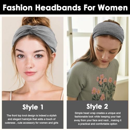 MAYCREATE® 2Pcs Wide Head Band for Women, Stylish Headband Hair Bands for Women, Stretchy Turban Twisted Knot Bandanas Sweatbands for Daily, Street Style, Sport, Face Care - Image 4