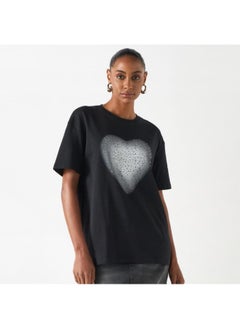 2Xtremz 2Xtremz Embellished Round Neck T-shirt with Short Sleeves  - Image 1