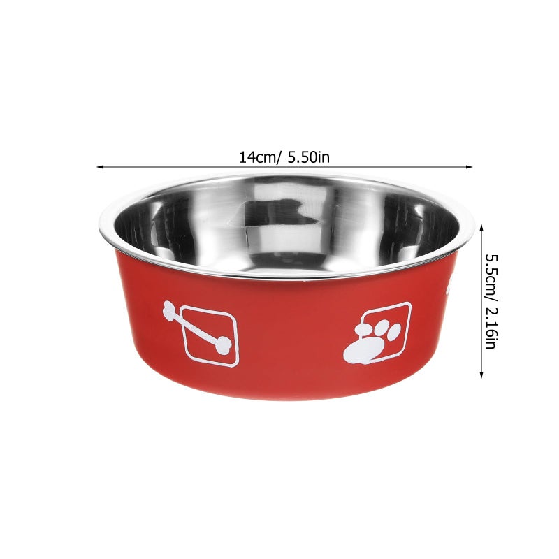 Stainless Steel Non Slip Dog Bowl Medium Size Brick Red Spill Resistant Pet Feeder - Image 3