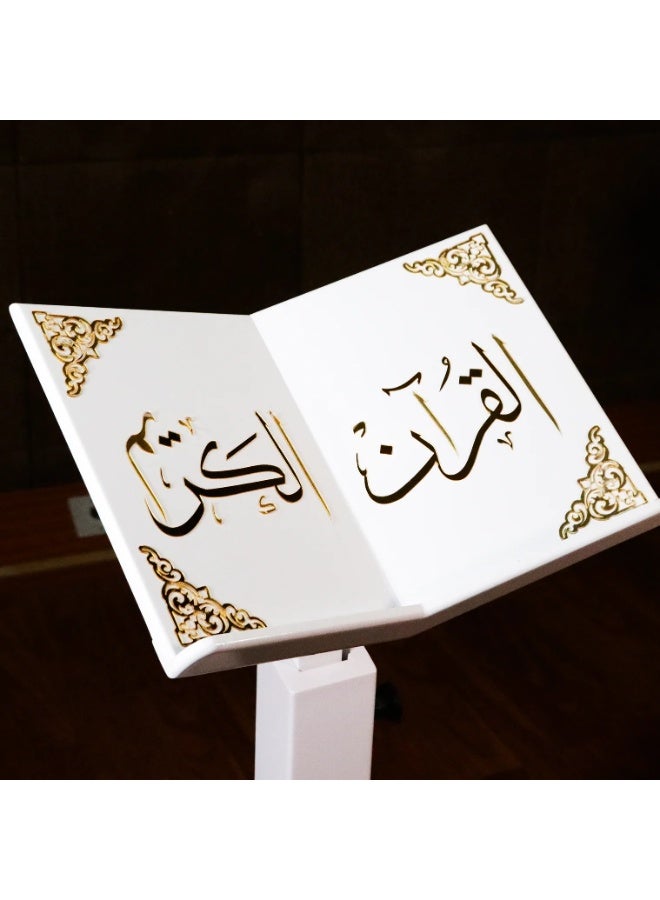 سندس حامل مصحف فاخر مزين بزخارف أكريليك ذهبية ثلاثية الأبعاد - حامل كتب إسلامية أنيق، حامل مصحف مزخرف للصلاة والقراءة، تصميم هدية فاخر - Image 3