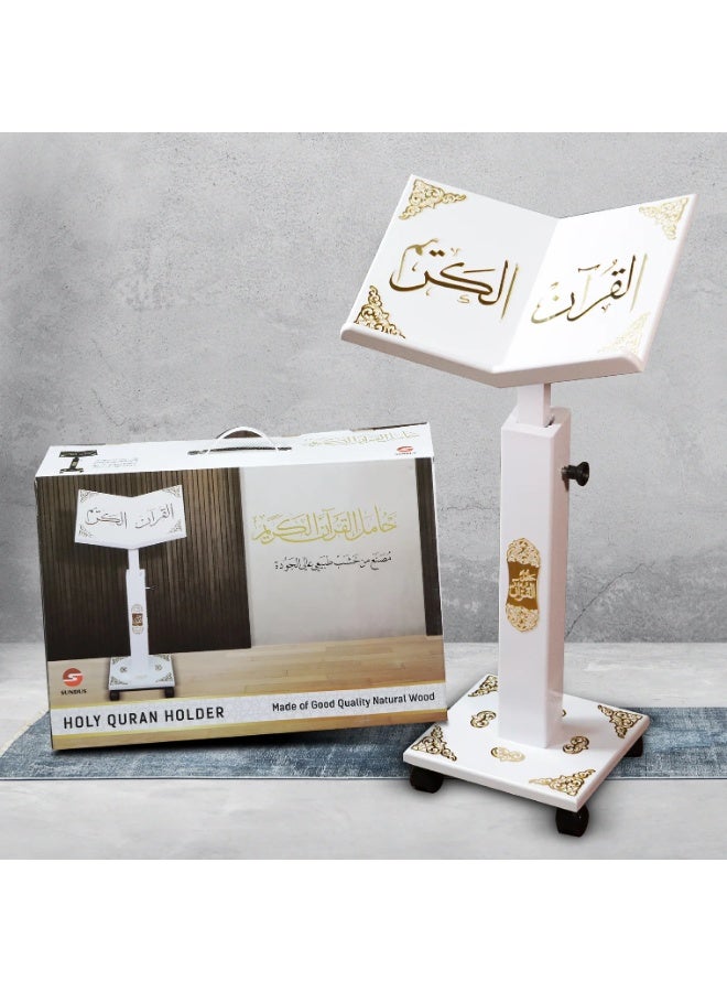 سندس حامل مصحف فاخر مزين بزخارف أكريليك ذهبية ثلاثية الأبعاد - حامل كتب إسلامية أنيق، حامل مصحف مزخرف للصلاة والقراءة، تصميم هدية فاخر - Image 1