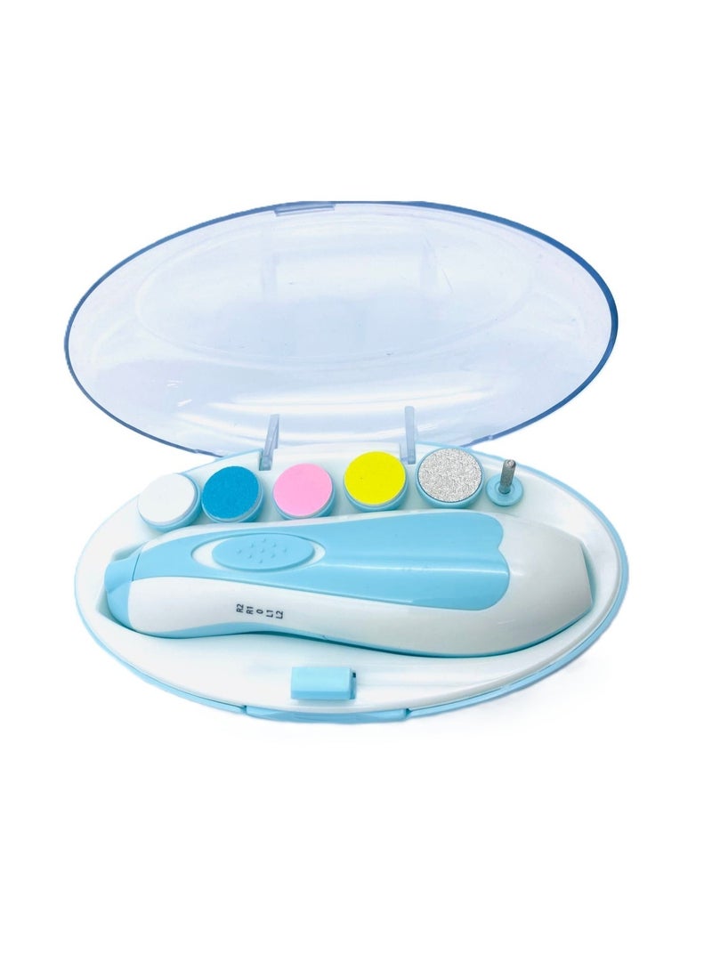 Baby Bee Baby Electric Nail Trimmer Set – Safe Nail File for Newborns & Toddlers – 6 Grinding Heads, Quiet Motor, LED Light – Gentle Manicure Tool for Infants & Kids – Blue - Image 5