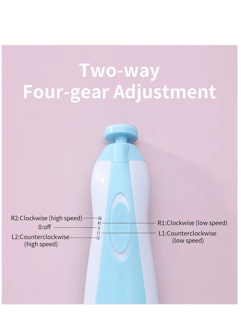 Baby Bee Baby Electric Nail Trimmer Set – Safe Nail File for Newborns & Toddlers – 6 Grinding Heads, Quiet Motor, LED Light – Gentle Manicure Tool for Infants & Kids – Blue - Image 3