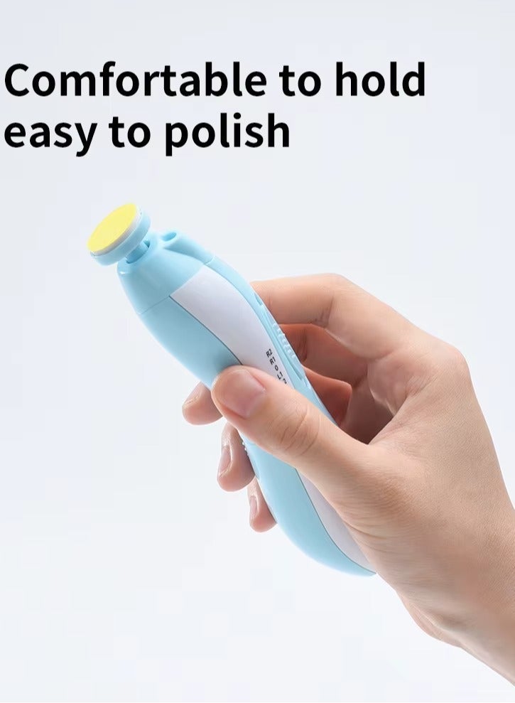Baby Bee Baby Electric Nail Trimmer Set – Safe Nail File for Newborns & Toddlers – 6 Grinding Heads, Quiet Motor, LED Light – Gentle Manicure Tool for Infants & Kids – Blue - Image 2