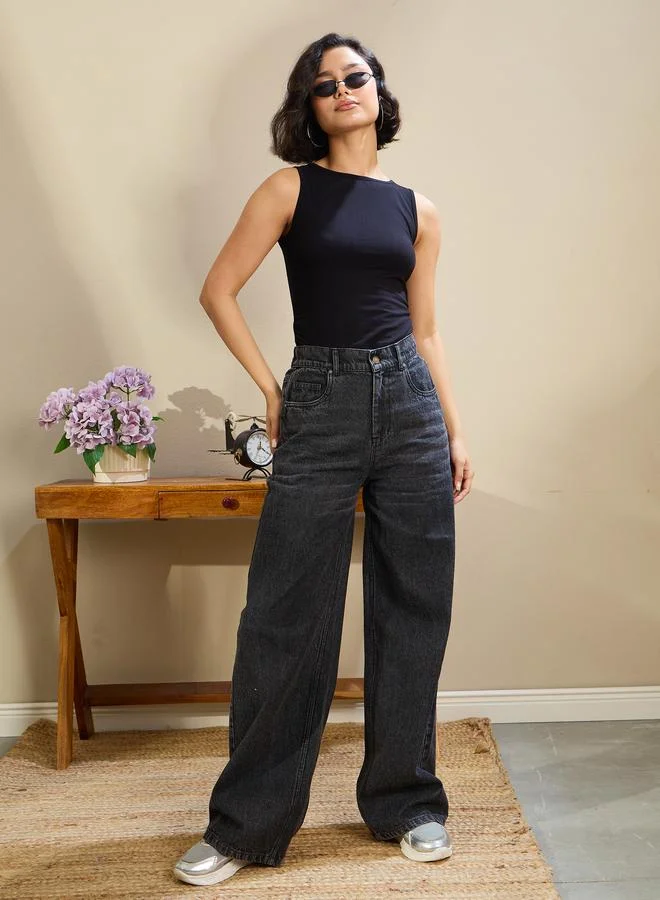 SASSAFRAS Sassafras Women High Rise Straight Fit Jeans