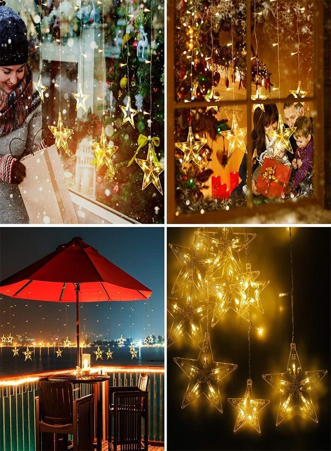 Topyich DIwali Decoration，12 Stars 138 LED Curtain Fairy Lights USB &Battery Operated - Warm White Window Lights with Timer & Memory Function & 8 Modes - Image 3