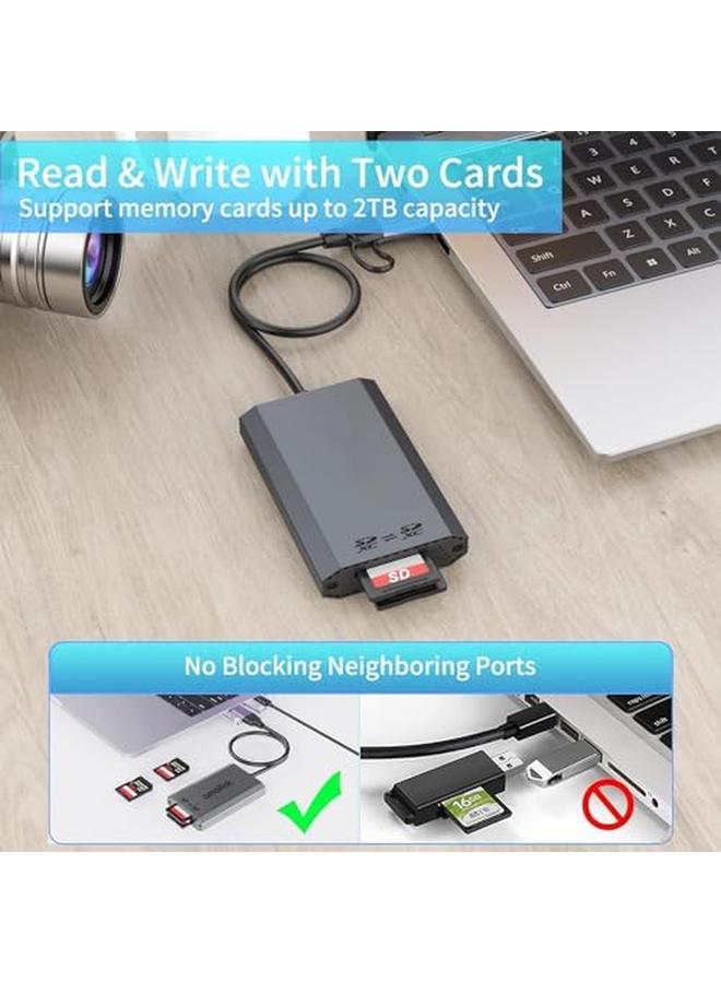 Excefore Sd Uhs Ii Dual Slot Card Reader Dual Slot Usb C Sd 4.0 Memory Card Reader Adapter Usb 3.2 Gen 1 Workflow Dual Slot Sdhc Sdxc Uhs Ii - Image 5