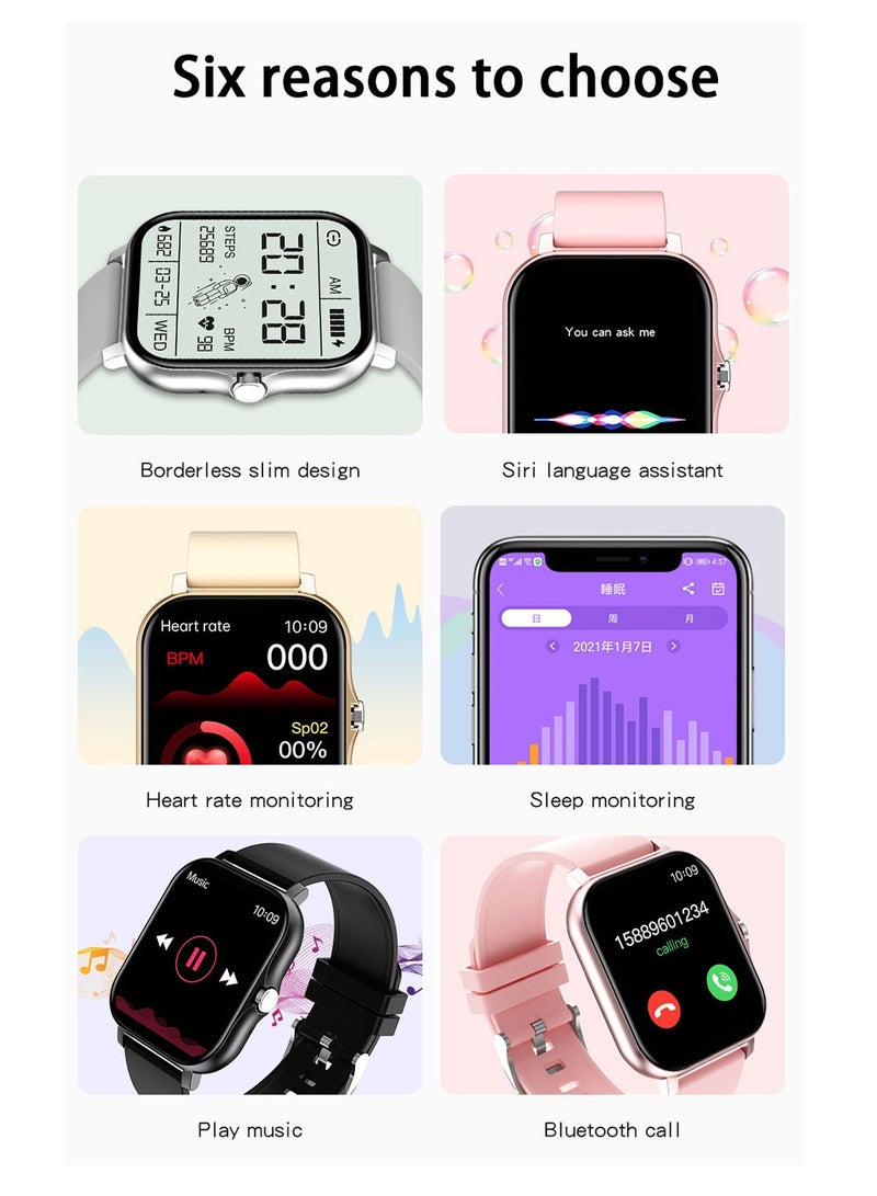 Smart Watch HD Full Touch Screen With Bluetooth Calling And Heart Rate Monitor Sport Digital, Smartwatch For Women Men Fitness Tracker Sleep Monitor Pedometer, Black - Image 3