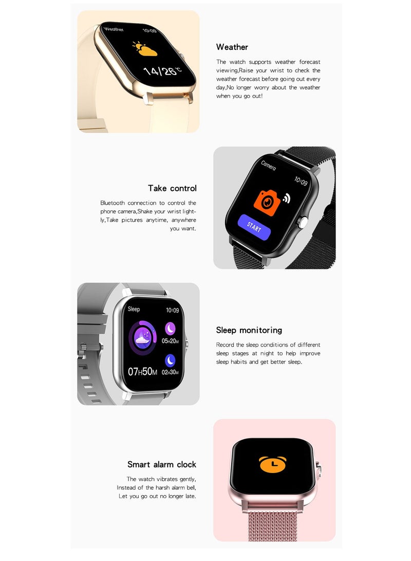 Smart Watch HD Full Touch Screen With Bluetooth Calling And Heart Rate Monitor Sport Digital, Smartwatch For Women Men Fitness Tracker Sleep Monitor Pedometer, Black - Image 4