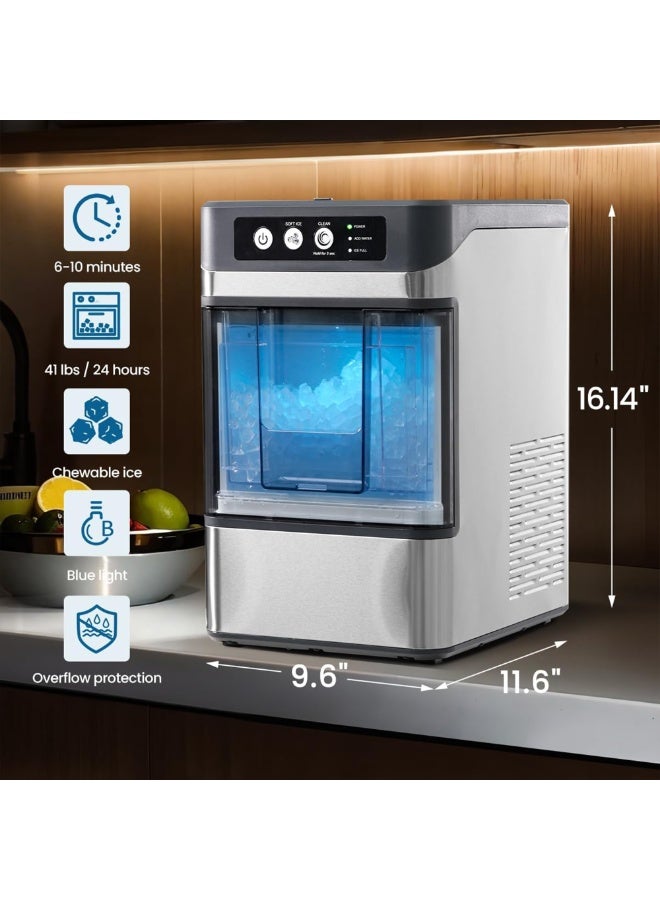 Automatic Countertop Nugget Ice Maker – Portable Chewable Pellet Ice Machine, 17KG/24H, Self-Cleaning, Quiet Operation, with Ice Scoop & Basket – for Home, Kitchen, Office, Bar & Parties  - Image 2