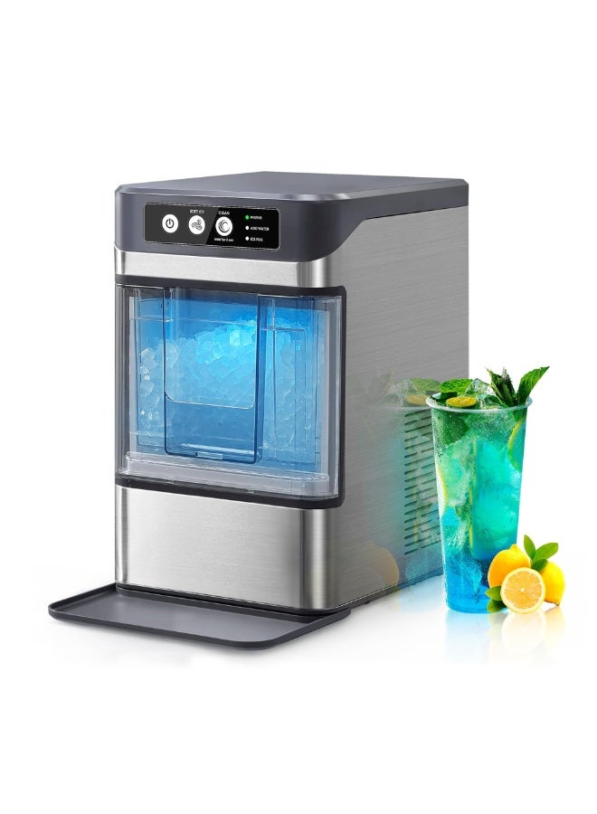Automatic Countertop Nugget Ice Maker – Portable Chewable Pellet Ice Machine, 17KG/24H, Self-Cleaning, Quiet Operation, with Ice Scoop & Basket – for Home, Kitchen, Office, Bar & Parties  - Image 1