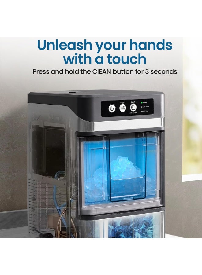 Automatic Countertop Nugget Ice Maker – Portable Chewable Pellet Ice Machine, 17KG/24H, Self-Cleaning, Quiet Operation, with Ice Scoop & Basket – for Home, Kitchen, Office, Bar & Parties  - Image 3