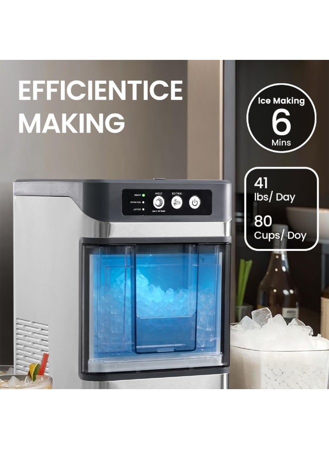 Automatic Countertop Nugget Ice Maker – Portable Chewable Pellet Ice Machine, 17KG/24H, Self-Cleaning, Quiet Operation, with Ice Scoop & Basket – for Home, Kitchen, Office, Bar & Parties  - Image 4