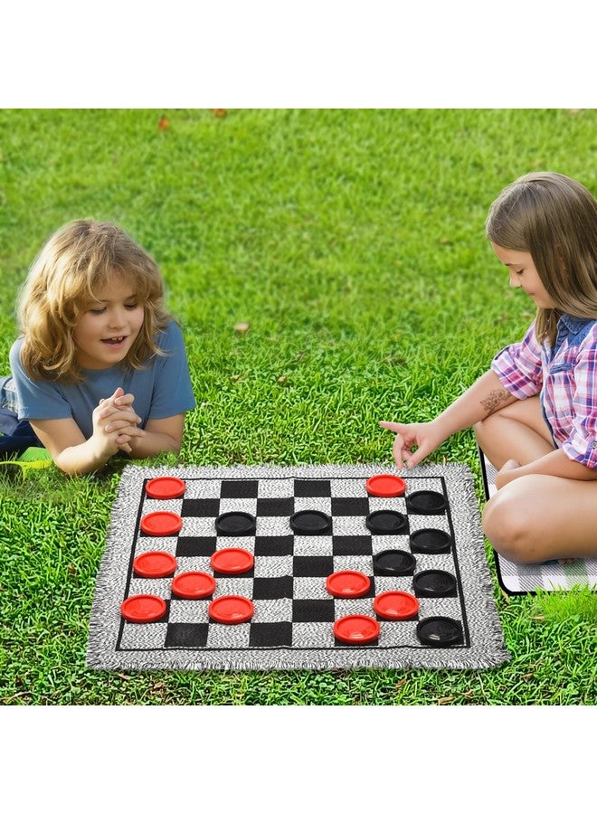 QuadPro Giant Checkers Board Game Set,3 In 1 Jumbo Tic Tac Toe Game,Classic Checkers Board Game For Kids & Adults,Large Checkers Rug Game Mat,Indoor Outdoor Yard Game For Family Camping Party - Image 5