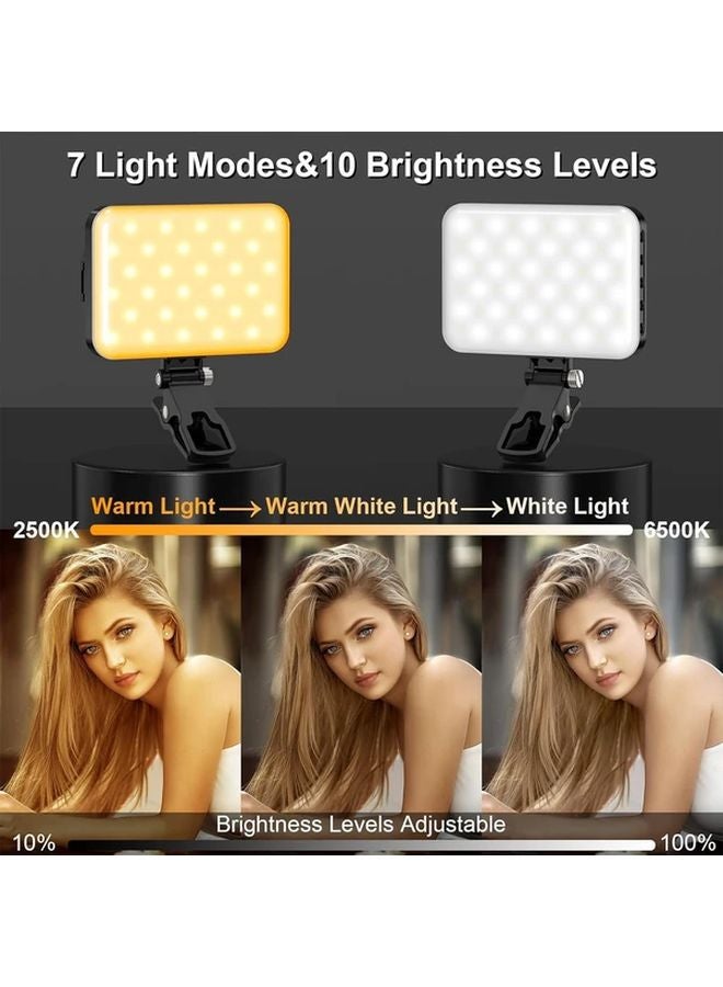 ضوء فيديو أسود 60 LED، سعة 2200 مللي أمبير، 7 أوضاع، 10 مستويات إضاءة، محمول لإضاءة السيلفي للبث المباشر والمدونات المرئية على يوتيوب والهواتف الذكية والأجهزة اللوحية وأجهزة الكمبيوتر - Image 5