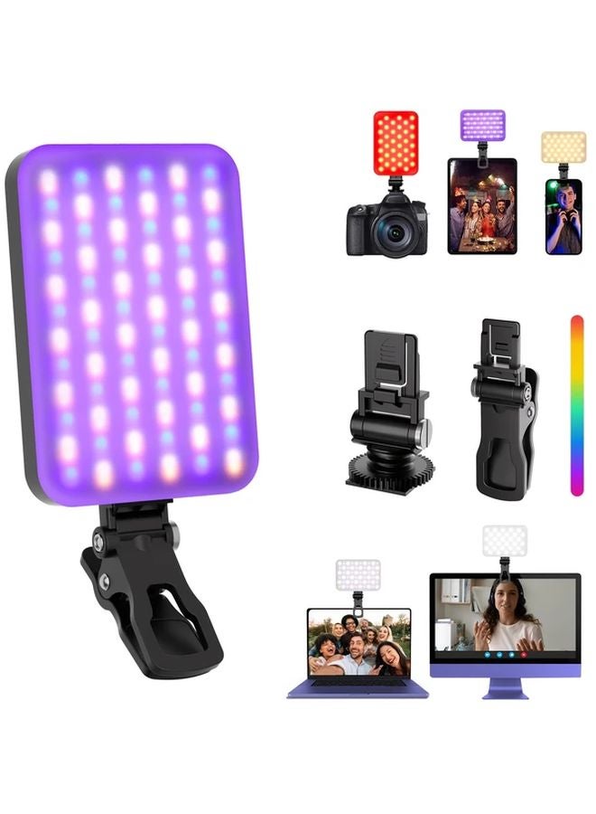 ضوء فيديو أسود 60 LED، سعة 2200 مللي أمبير، 7 أوضاع، 10 مستويات إضاءة، محمول لإضاءة السيلفي للبث المباشر والمدونات المرئية على يوتيوب والهواتف الذكية والأجهزة اللوحية وأجهزة الكمبيوتر - Image 4