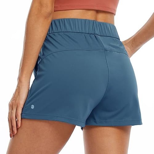 Willit Womens Athletic Hiking Running Shorts for Women Yoga Workout Gym Quick Dry Shorts with Pockets Blue Ashes M - Image 3