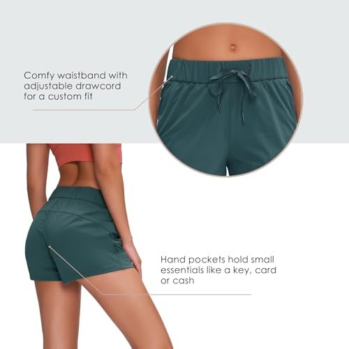 Willit Womens Athletic Hiking Running Shorts for Women Yoga Workout Gym Quick Dry Shorts with Pockets Blue Ashes M - Image 4