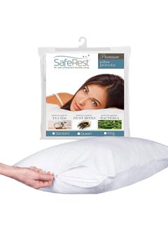 SafeRest SafeRest Pillow Protector - Pack of 1 - Queen Size Waterproof Pillow Cover - Zippered Pillow Encasement for College Dorm Room, New Home, First Apartment - Cotton Terry, Waterproof, Breathable  - Image 1