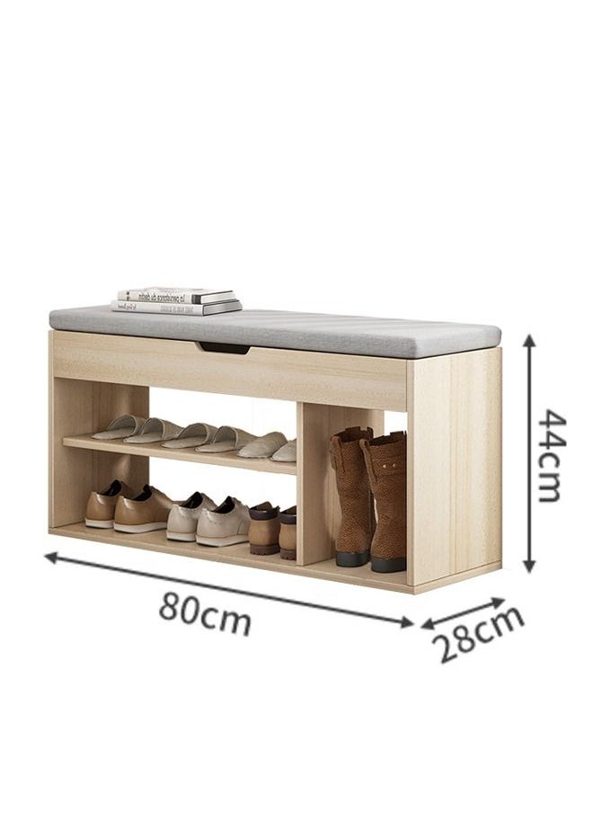 XiuWoo - Shoe Storage Bench Entryway Bench With Flip-Up Padded Cushion And Storage Space 2-Tier And 1-Hidden Compartment Shoe Rack 80X28X44 Cm - Image 1