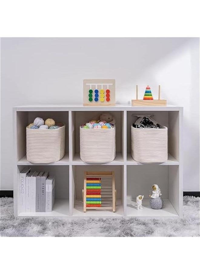 HOOKOR 3 Pack Woven Basket for Organizing/Storage,Cube Shelf Closet Storage Baskets Bins,Long-lasting &Skin-friendly Toy Storage Basket,Stylish Room Decor Basket,Rope Basket for Shelves (White)  - Image 2