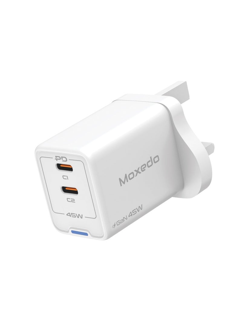 Moxedo Moxedo Volton Pro PD GaN Charger 45W PD 3.0 with Dual USB-C Ports Adapter Wall Charger for iPhone, Samsung, Huawei and More  - Image 1