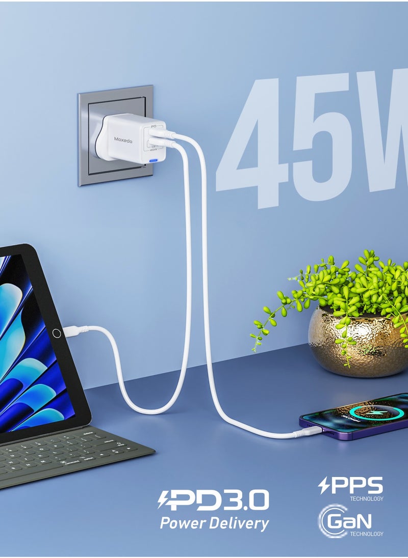 Moxedo Moxedo Volton Pro PD GaN Charger 45W PD 3.0 with Dual USB-C Ports Adapter Wall Charger for iPhone, Samsung, Huawei and More  - Image 2