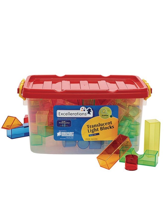 Excellerations STEM Translucent Light Blocks - Set of 100 in a Bin, STEM Toys for Boys and Girls, Kids Toys, Educational Toy, Classroom or Home School - Image 5