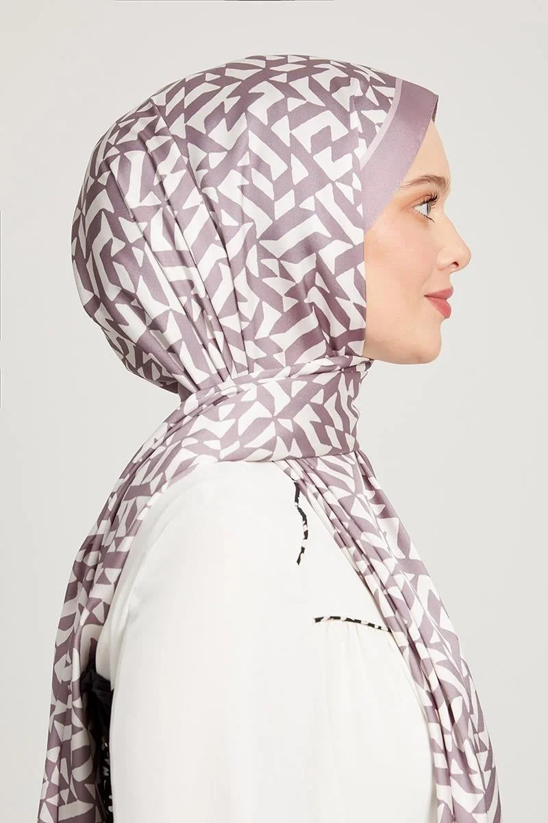 Levidor Violet Asymmetric Printed Angel Shawl