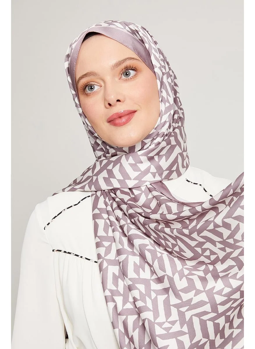 Levidor Violet Asymmetric Printed Angel Shawl