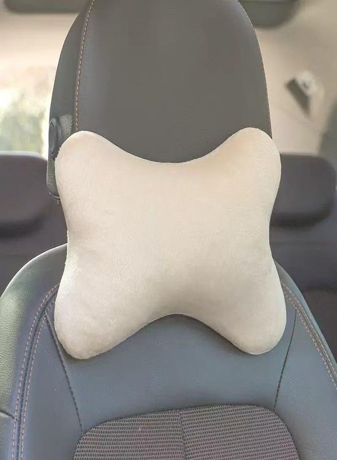 2 Pack Car Neck Pillow,Furry car headrest,Minimalist Style,Ergonomically Designed Neck Pillow (White) - Image 5