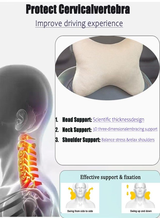 2 Pack Car Neck Pillow,Furry car headrest,Minimalist Style,Ergonomically Designed Neck Pillow (White) - Image 3