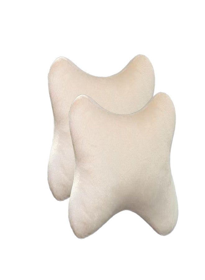 2 Pack Car Neck Pillow,Furry car headrest,Minimalist Style,Ergonomically Designed Neck Pillow (White) - Image 1